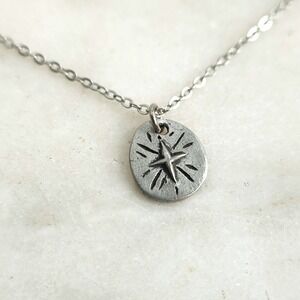 Lisa Leonard Follow the Star Fine Pewter Necklace Hand‎ Carved $65 Retail